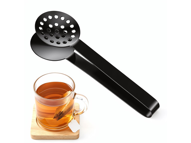 Black Tea Bag Squeezer Tongs, Stainless Steel Teabag Strainer Dispenser Tea Filter Spoon Clamp Dispenser Accessories for Gripping Teabags Ice Sugar...