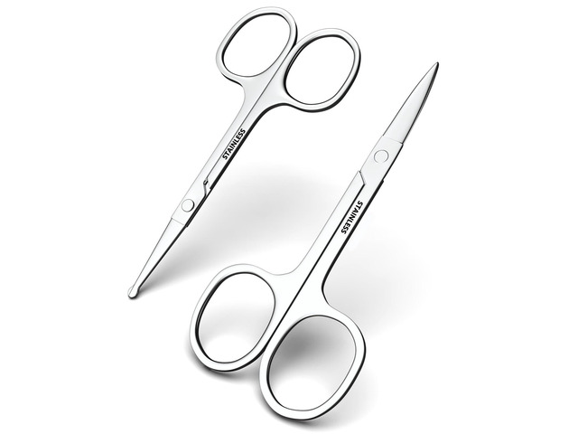 Stainless Steel Facial Grooming Scissors, Eyebrow Nose & Beard Precision Trimming Set