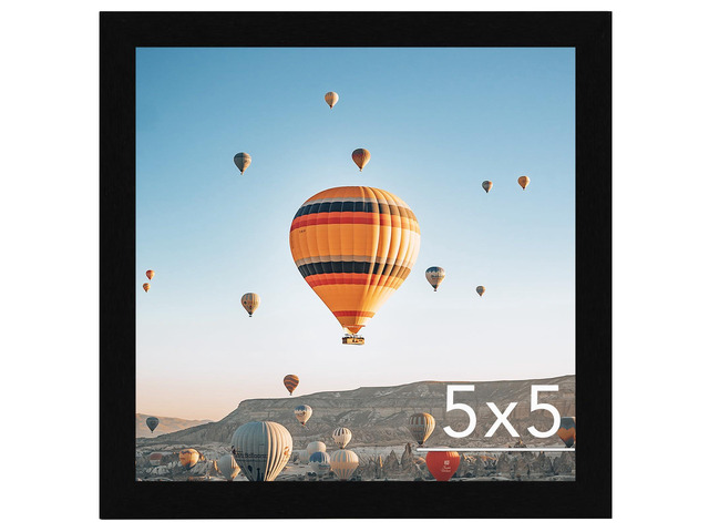 5x5 Picture Frame Black for Wall Hanging or Tabletop, Wall Mounting Horizontally or Vertically, 5 x 5 Square Wall Gallery Poster Photo Frame with...