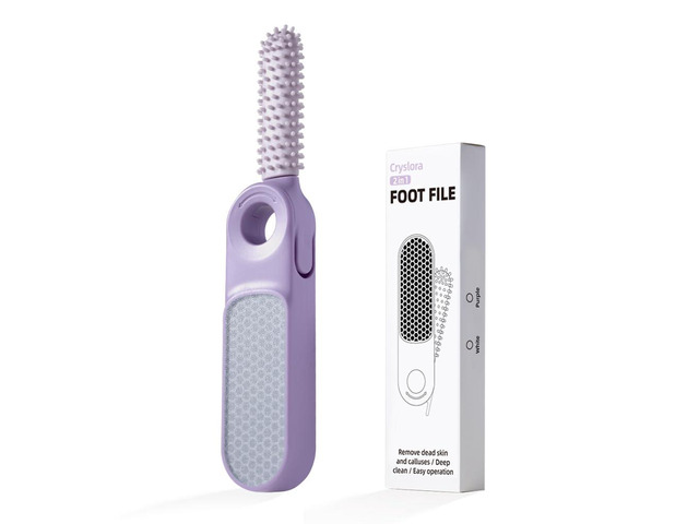 Foot File Callus Remover, 2 in 1 Feet Pedicure Tool with Brush Wet and Dry Use, Ergonomic, Travel Size, Gentle and Effective, Brush Included,...
