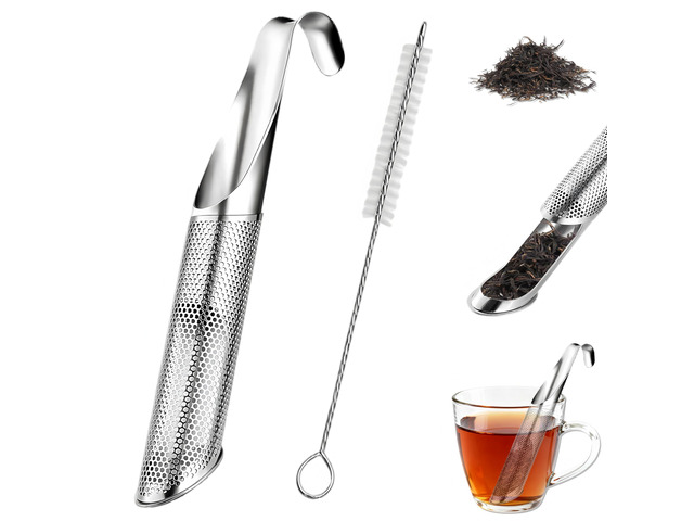 304 Stainless Steel Tea Infuser for Loose Leaf Tea Steeper w/Cleaning Brush Tea Strainer,Food-Grade Fine Mesh Tea Diffuser Set for Single-Cup...