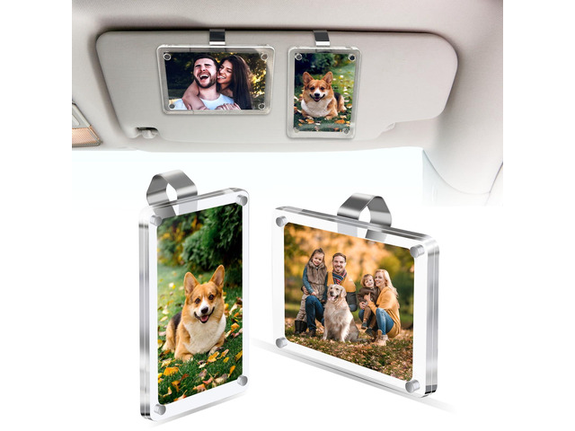 2Pcs Car Picture Holder,Visor Photo Clip,Car Sun Visor Photo Holder Universal Magnetic Personalized Photo Holder Car Visor Clip Picture Frame...