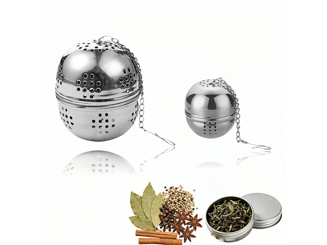 2Pcs Stainless Steel Tea Infuser Ball, Fine Mesh Spice Strainer for Loose Leaf Tea & Cooking, Rotating Lock Leak-Proof, Long Chain Hook for Soup...