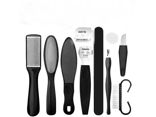 Callus Remover & File - Metal Scraper for Dead Skin & Heels. Wet/Dry. Black for Dead Skin, Cracked Heels, and Hard Skin. Complete Pedicure Kit...