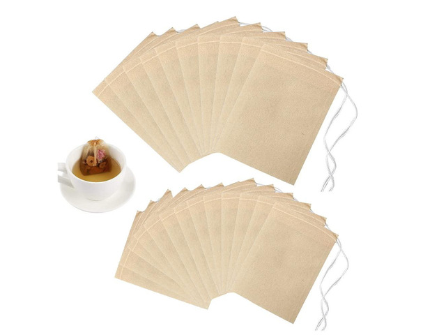 200 Pcs Loose Leaf Tea Bags, Disposable Tea Filter Bags with Drawstring Unbleached Tea Bags for Loose Tea and Coffee (3.54x2.75 inch/1.96x2.75 inch)