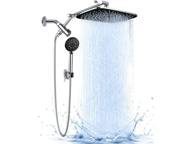 11.8' High Pressure Shower Head with Handheld, Metal Core Fittings Handheld Shower Heads with Multi Spray Modes, Rainfall Combo, Detachable Dual...