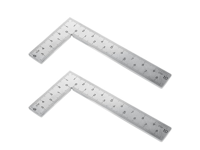 2pcs Stainless Steel L Shaped Ruler 90 Degree Right Angle Double Sided Ruler Sliver Metal Square Right Angle Rulers with Clear Scale Square Framing...