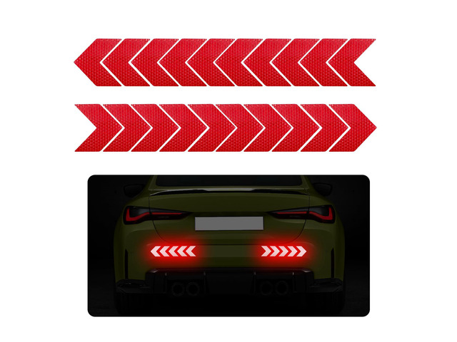 20 PCS Car Arrow Reflective Stickers, Waterproof Safety Warning Sign Reflective Decal, High Night Visibility Reflector Tape for Auto Trunk Rear...