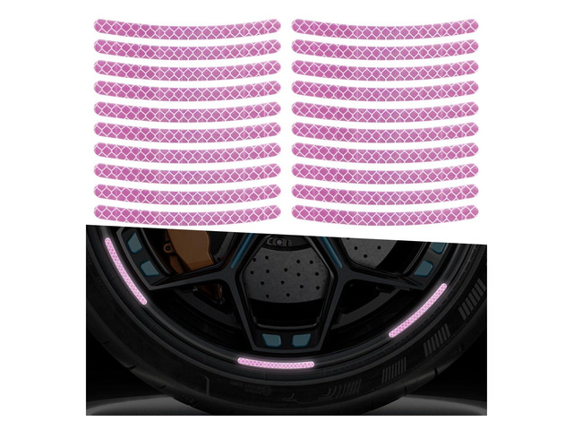 23PCS Car Wheel Stripe Reflective Stickers (Neon Pink) Anti-Scratch Rim Decals for Vehicles, Night Safety Warning Tape Decal, Car Wheel...