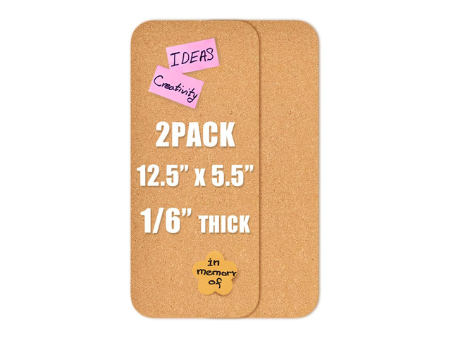 2 PCS 12.5'*5.5' Self-Adhesive Cork Board, 4mm Thick Cork Boards for Walls, 1 Pack 12.5'*5.5' Bulletin Board, Cork Board Tiles for Office, Home,...