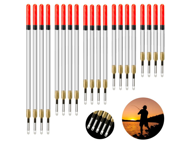 20 Pcs/5 Sizes Fishing Floats Set 11/13/15/17/19 cm Fishing Tackle Wagglers Straight Insert Fishing Pipe Transparent Coarse Tube for Deep Water Sea...