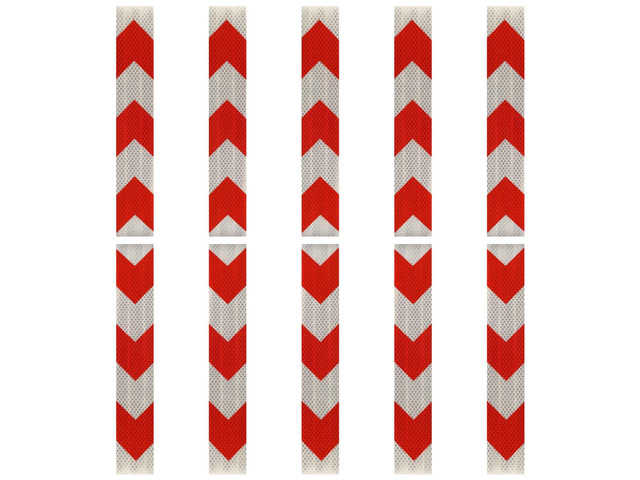 Reflective Arrow Tape Red & White 2' x 11.8' -10 Pcs Outdoor Waterproof Conspicuity Safety Tape Warning Marking Strong Adhesive Tape