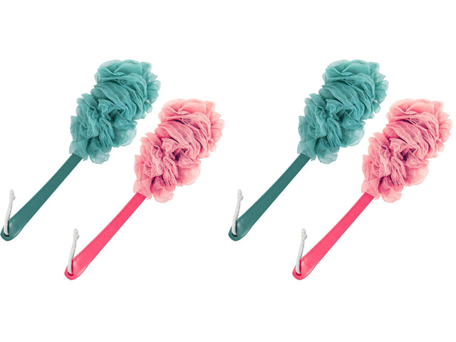 Back Scrubber for Shower, Loofah Sponge Brush Exfoliating Body, Long Handle Scrub Brush for Shower with Loofah on a Stick for Back Use, Bathing...