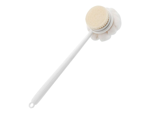 Long Handle Back Scrubber with Loofah for Men & Women Body Brush with Bristles and Loofah AntiSlip Shower and Bath Brush for Men and Women