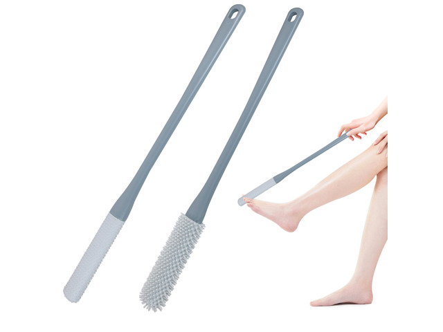 Toe Cleaning Brush 15.7' Foot Scrubber in Shower with Long Handle Silicone Gap Brush Between Toes Cleaner Soft Feet Care Scrub for Seniors,Elderly,...