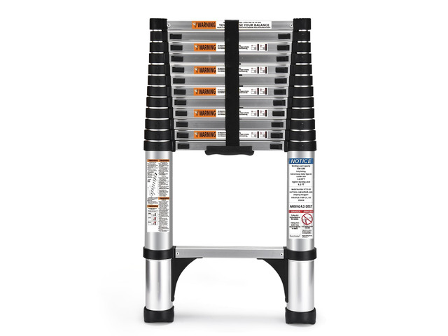 Telescoping Ladder, Stabilizers, Extension Ladder(12.5FT Standard) Portable Telescopic RV Ladder for Outdoor Camper Trips Motorhome with Tool...