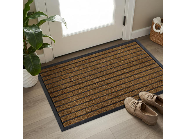 Extra Durable Door Mat Outside Entrance (47' x 32', Bright Brown) Dirt Trapping,Non-Slip Backing, Indoor or Outdoor Use, Welcome Mat, Low...