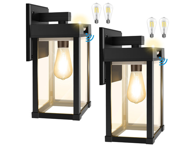 Solar Wall Lights Outdoor with 3 Lighting Modes & Motion Sensor, Solar Porch Light with 2 Bulbs, Waterproof Outdoor Wall Sconce Lantern Lamp...