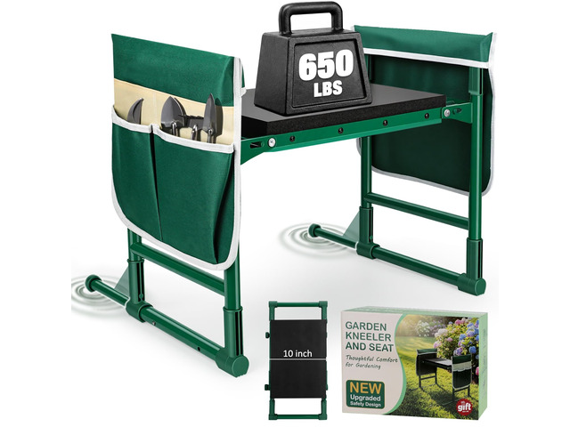 Garden Kneeler and Seat for Seniors Heavy Duty Anti-Tip Gardening Stool Foldable Garden Bench with Widened Thick Soft Kneeling Pad, Sturdy...