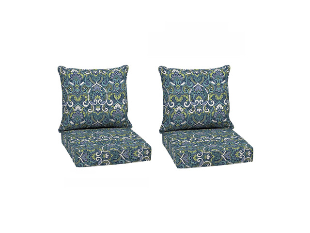 Deep Seat Outdoor Chair Cushion Set (2-Pack), 24 in x 24 in, Weather-Proof, Rain-Proof, Fade Resistant Patio Cushion Set for Chair, Sofa, and Couch...
