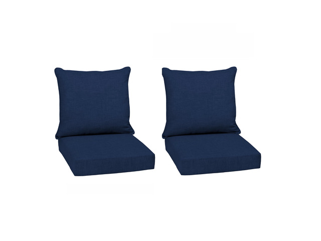 Deep Seat Outdoor Chair Cushion Set (2-Pack), 24 in x 24 in, Weather-Proof, Rain-Proof, Fade Resistant Patio Cushion Set for Chair, Sofa, and Couch...