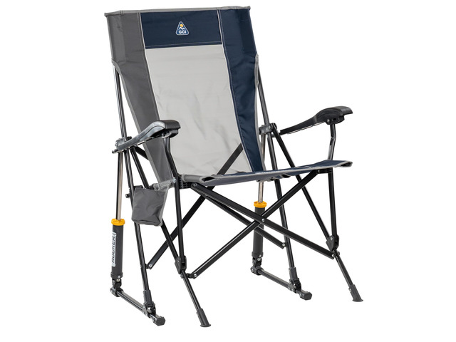 RoadTrip Rocker Camping Chair Portable, Folding Rocking Chair with Solid, Durable Armrests, Drink Holder & Comfortable Extended Backrest Indigo...