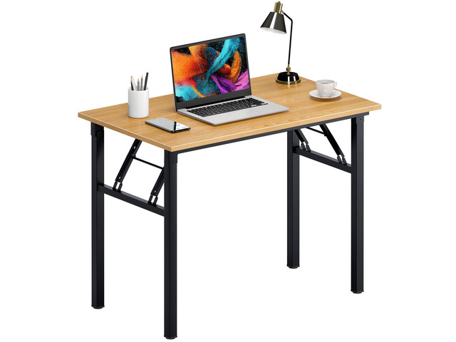 Office Computer Desk 47.2x23.6 in Sturdy Folding Laptop Table Teak Black Frame Writing Gaming Work Table/Foldable Home Office Desk/Sewing Table,...