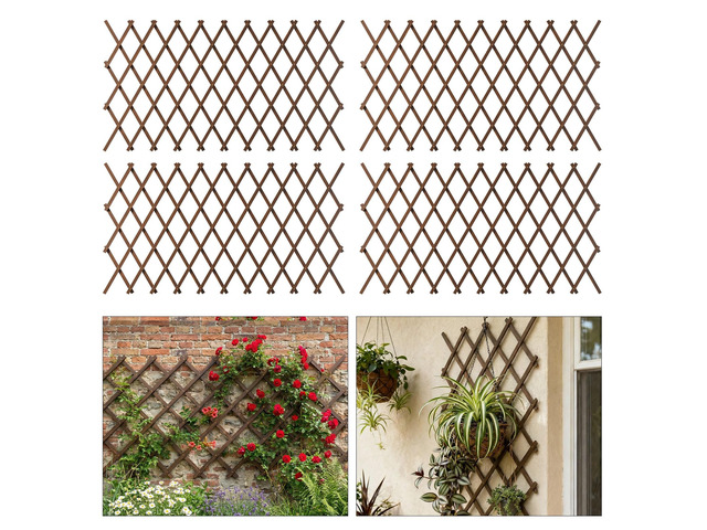 Plant Trellis Outdoor, 38' x 89' Expandable Wooden Lattice 4PCS Wooden Lattice for Ivy, Rose, Clematis & Vines, Indoor & Outdoor Wall Decor for...