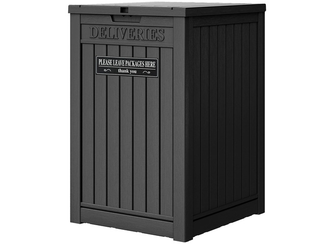 Package Delivery Box for Outside, 48 Gallon Storage with Lockable Secure, Large Double Wall Resin Outdoor Package Delivery Waterproof Deck
