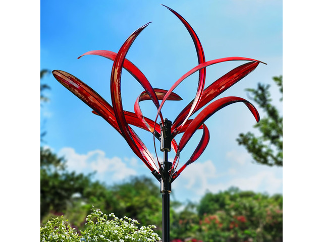 Wind Spinner for Garden and Yard - Large Metal Kinetic Wind Sculptures Yard Art Outdoor (Crimson Magnolia)