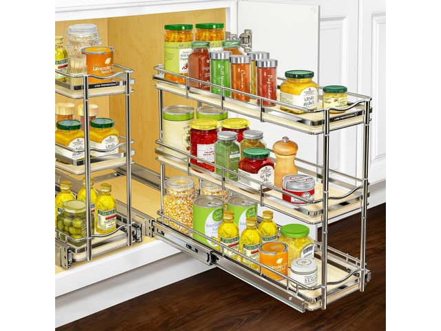 Élite 3-Tier Spice Rack Organizer Cabinet, Pull Out Spice Rack 6 x 21' Élite wood and chrome 2-Tier pull-out spice rack organizer for bottles,...