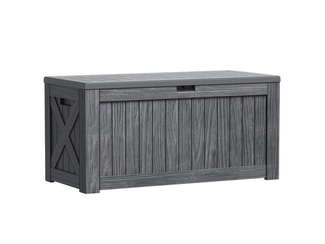 Outdoor Storage Box 120 Gallon Storage Bin with Lid for Patio Furniture, Garden Tools, Pool Supplies, Lockable, Waterproof and UV Resistant, Gray