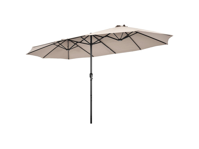 15Ft Double-Sided Patio Umbrella, Outdoor Extra Large Umbrella W/Hand-Crank System & Air Vents, Market Twin Umbrella W/ 12-Rib Sturdy Metal Frame...