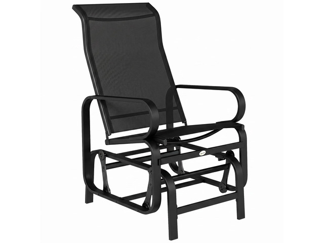 Outdoor Glider Chair, Smooth Gliding Mechanism, Black Gliders for Outside Patio, Lightweight Construction, Backyard