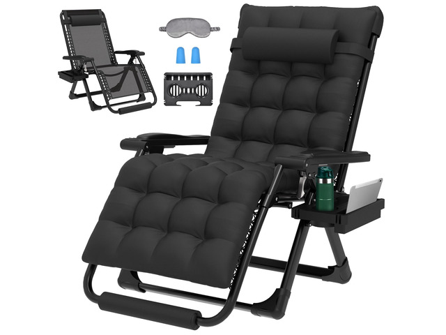29In XL Zero Gravity Chair, 440LBS with Cushion Anti Gravity Recliner Lounge Chair with Aluminum Alloy Lock & Footrest, 90-170° Adjustable, for...