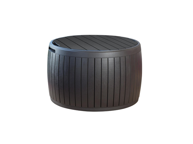 Circa Outdoor Storage Deck Box, 37 Gallon, Brown Doubles as Ottoman Chair or Side Table, Resin Seating for Garden, Pool & Patio