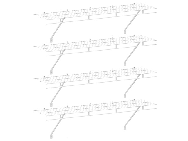 4 Pack Closet Shelves Wall Mounted, 4 ft x 12 in Wire Shelf Kit White Wire Closet Shelving for Closet, Laundry Room, Bedroom, Living Room, Pantry...