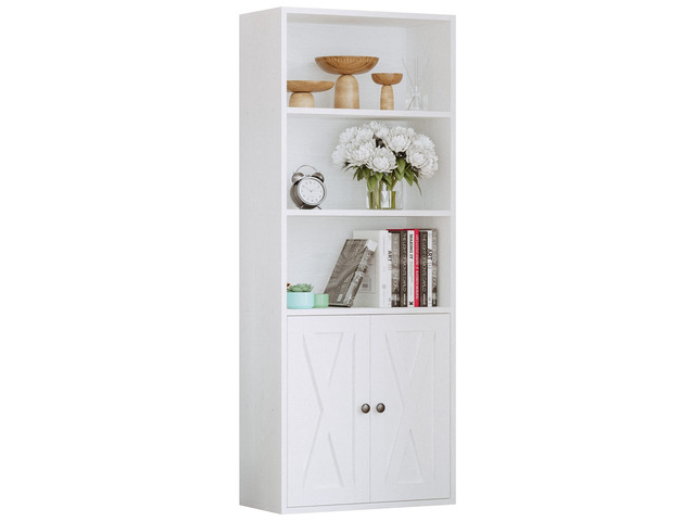 Industrial Bookshelves and Bookcases with Doors and Shelves 11.8in Deeper engineered-wood, concealed storage, anti-tip bracket, each shelf...