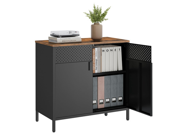 Storage Cabinet, Sideboard with Adjustable Shelves 31.5-Inch Metal Cabinet, Magnetic Closure, Steel Frame, Black, BRAVON Collection ULSC102B01