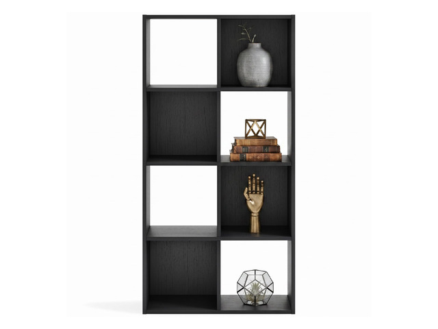 8 Cube Storage Organizer, Black Bookcase Engineered wood and decorative laminate, Dual-position vertical or horizontal setup, Fits 10.5-inch...