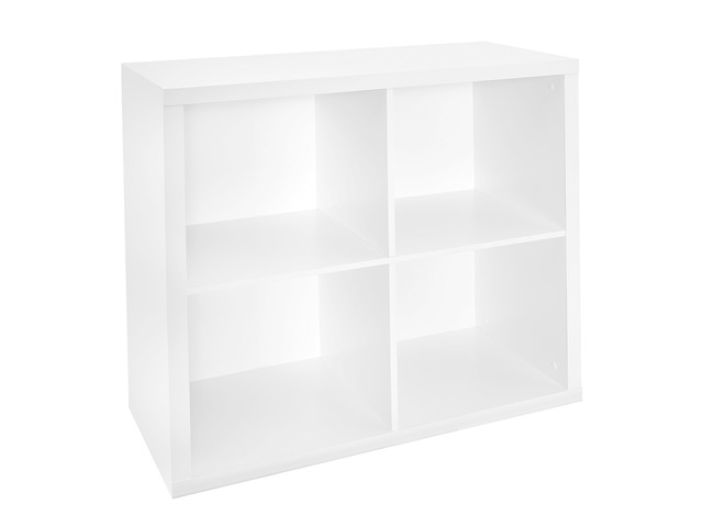 4 Cube Storage Shelf Organizer Bookshelf with Back Panel, Easy Assembly, Wood, White Finish