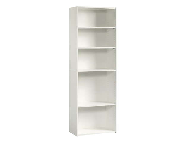 Beginnings 5-Shelf Bookcase, Bookshelf with Adjustable Storage Shelves, in Soft White
