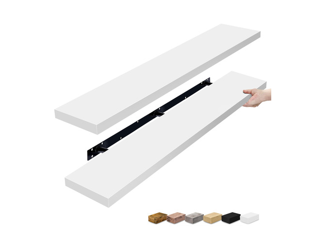Floating Shelves for Wall Storage (55 Inch, 2 Pack, White) Clean display for home accents, books and collectibles; hidden brackets suit...