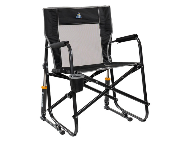 Freestyle Rocker Camping Chair - Black Black, One Size, Portable Rocking Chair, Sturdy Steel Frame, Drink Holder, Camping Use