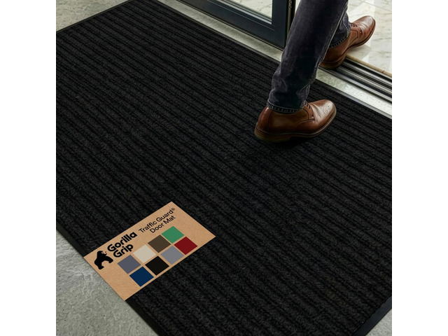 Traffic Guard Indoor Outdoor Heavy Duty Door Mat, 72x48 Black Waterproof Front Entryway Doormat, Strong Backing Commercial Rugs for Office,...