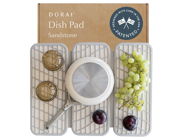 Home Dish Pad - Collapsable Stone Dish Drying Mat with Diatomaceous Earth for Quick Drying - Ultra Absorbent - Encased in Silicone - Eco-Friendly,...