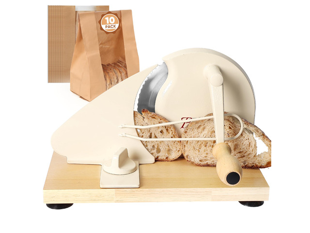 Manual Bread Slicer for Homemade Sourdough,Adjustable Thickness,Hand Crank Bread Slicer with Stainless Steel Blade, Aluminum Alloy Frame & Solid...