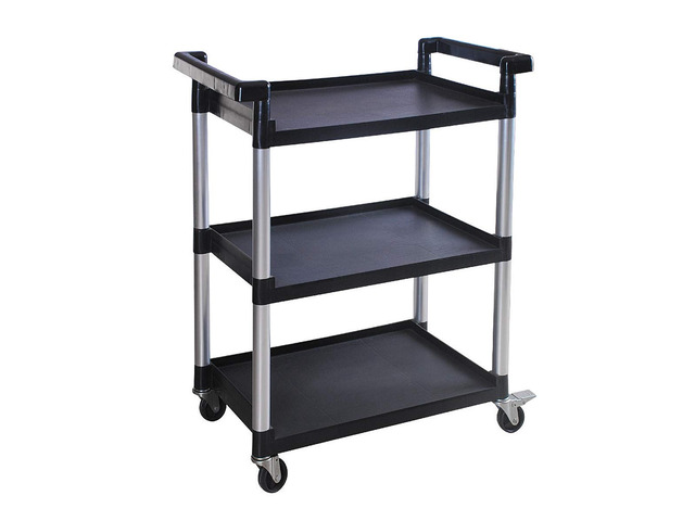 3-Shelf Utility Plastic Cart with Wheels-225 Lbs Maximum Capacity, Black