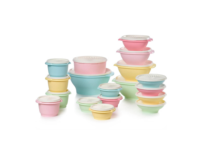Heritage 36-Piece Vintage Pastel Set (18 Containers + 18 Lids) Plastic Food Storage Containers with Secure Lids, BPA-Free Materials, &...