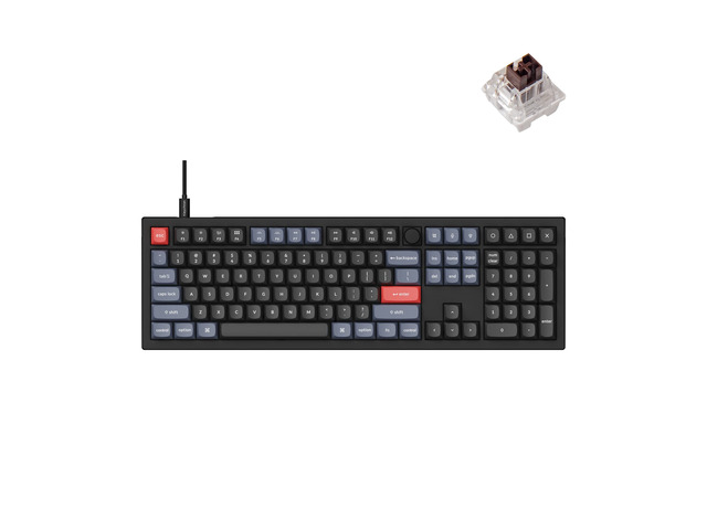 V6 Wired Custom Mechanical Keyboard Knob Version, Full-size QMK/VIA Programmable Macro with Hot-swappable K Pro Brown Switch Compatible with Mac...